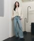[고윤정 착장] W CURVED DENIM PANTS light blue