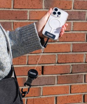 리트랙션 와이어 스마트폰 체인 해외 여행 분실 도난 방지 핸드폰 고리 - 블랙