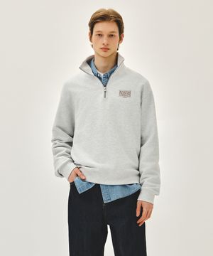 SMALL CLASSIC LOGO HALF ZIPUP SWEATSHIRT light heather gray