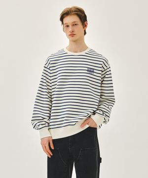 SMALL CLASSIC LOGO STRIPE SWEATSHIRT ivory