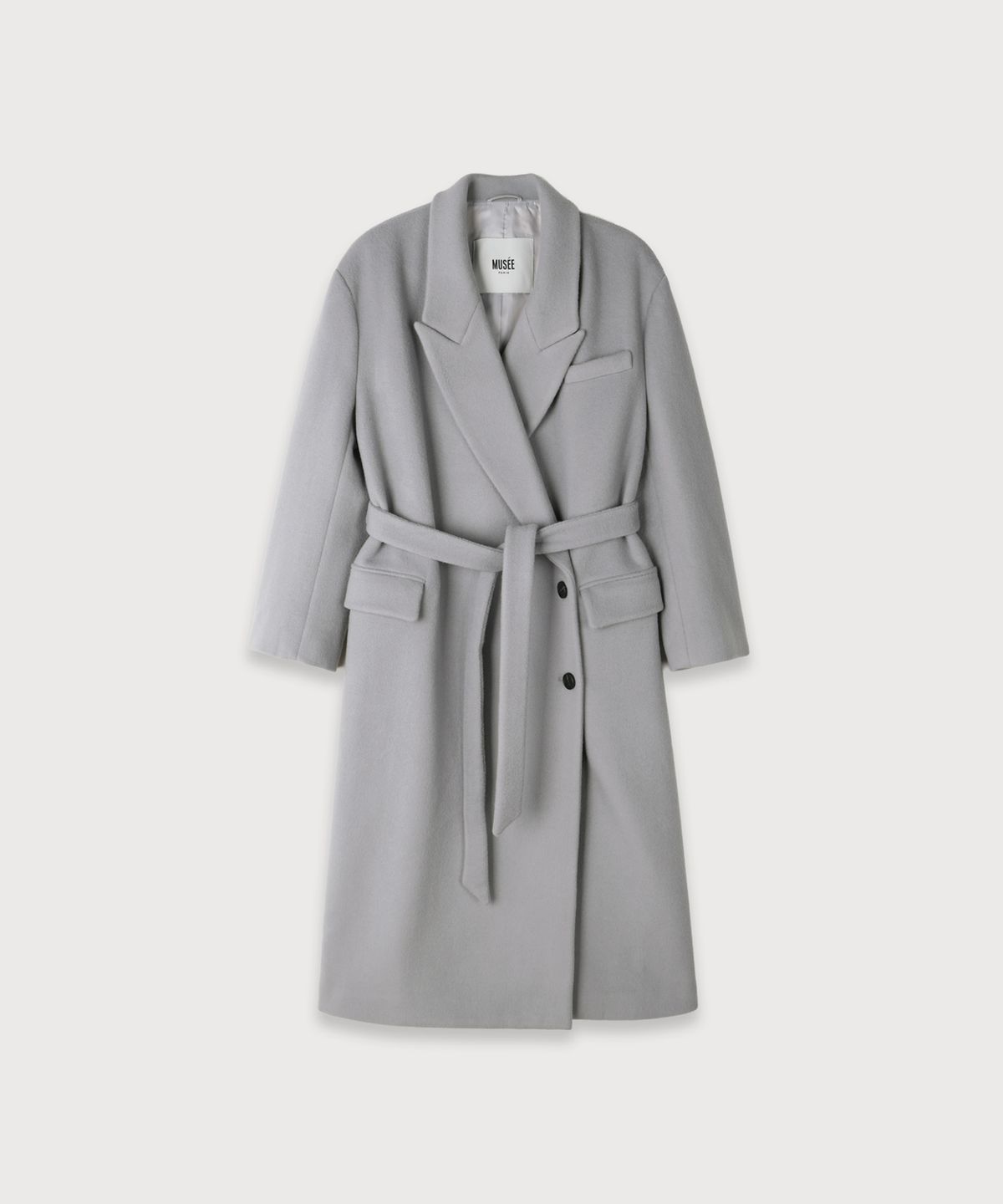 뮤제(MUSEE) LONDON Merino Wool Double Oversized Tailored Coat_Light Gray