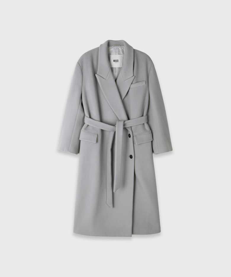 LONDON Merino Wool Double Oversized Tailored Coat_Light Gray