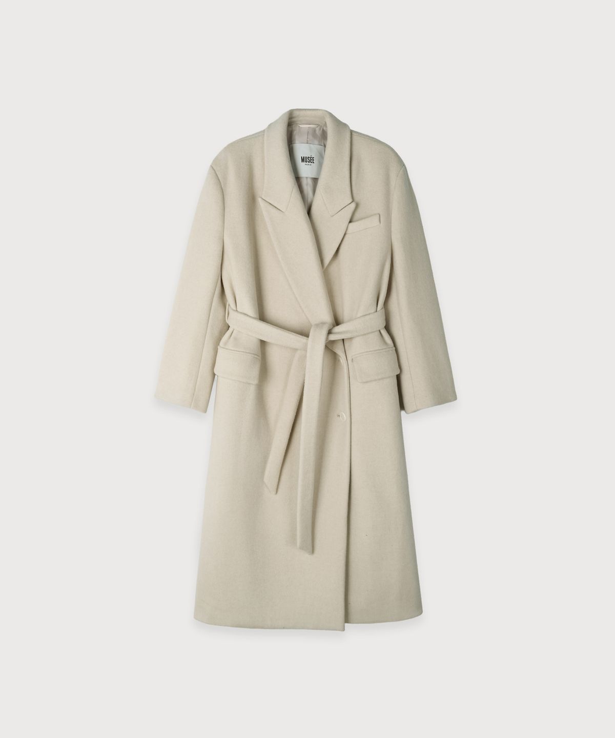 뮤제(MUSEE) LONDON Merino Wool Double Oversized Tailored Coat_Ivory
