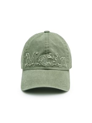 ROUGH CUT APPLIQUE BALL CAP IN LIGHT KHAKI