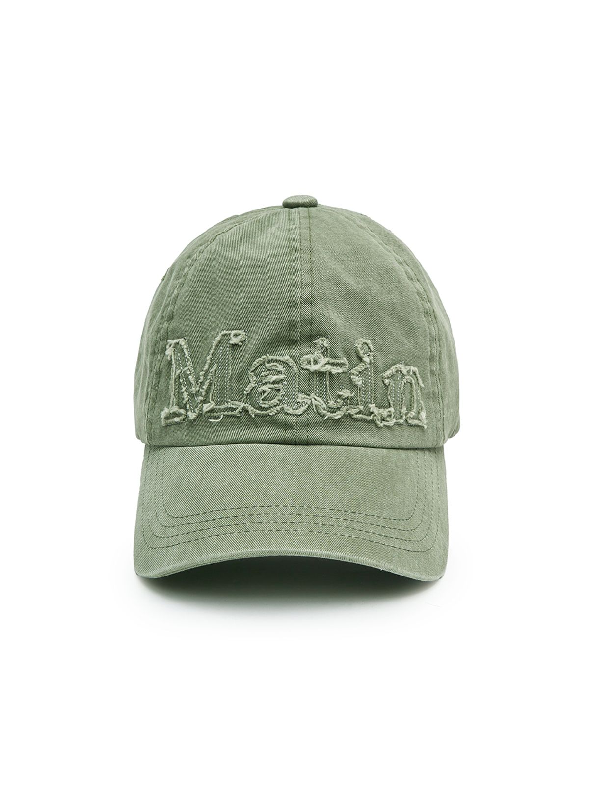 마뗑킴(MATIN KIM) ROUGH CUT APPLIQUE BALL CAP IN LIGHT KHAKI