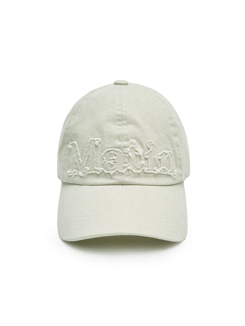 ROUGH CUT APPLIQUE BALL CAP IN LIGHT BEIGE