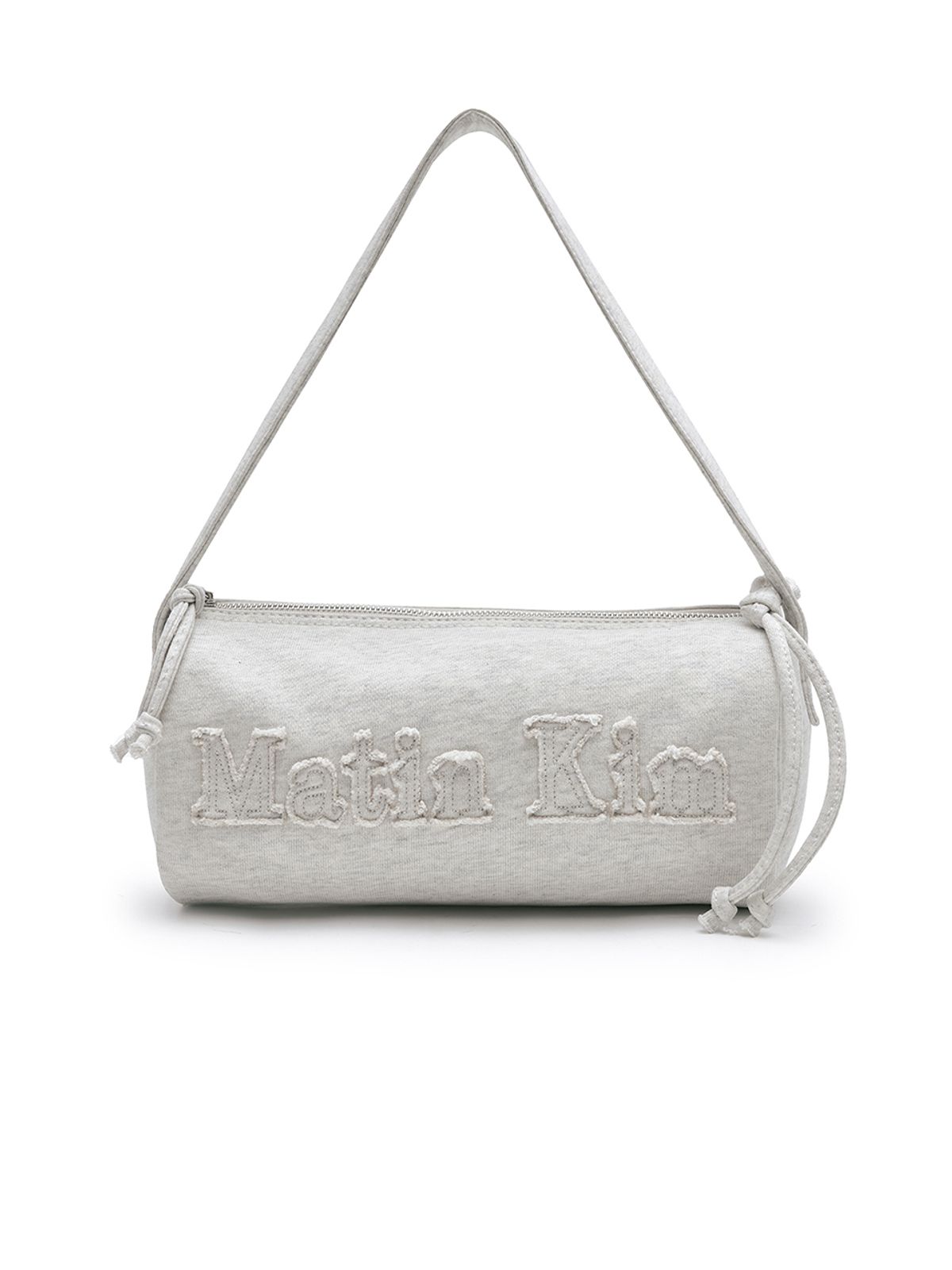 마뗑킴(MATIN KIM) APPLIQUE LOGO JERSEY DUFFLE BAG IN LIGHT BEIGE