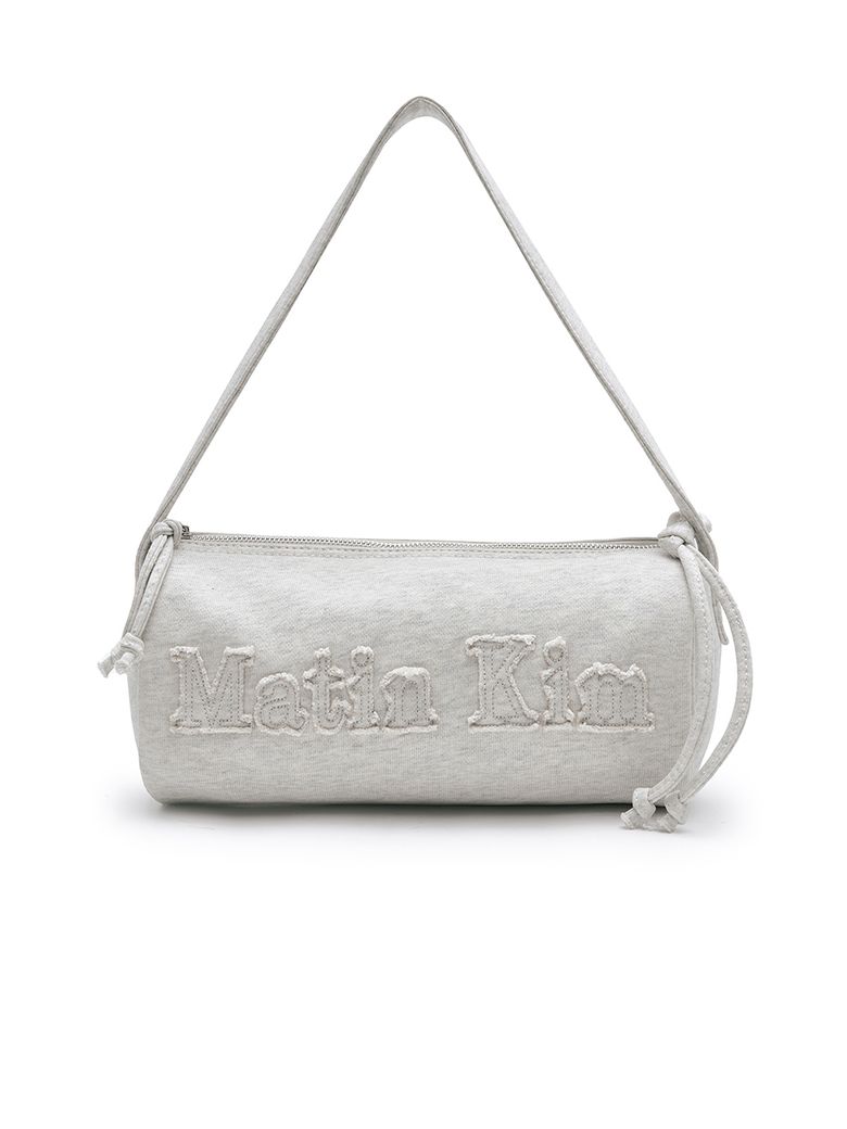 APPLIQUE LOGO JERSEY DUFFLE BAG IN LIGHT BEIGE