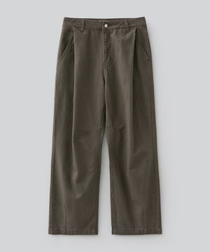 버티컬 원턱 치노 팬츠 (카키 브라운)
