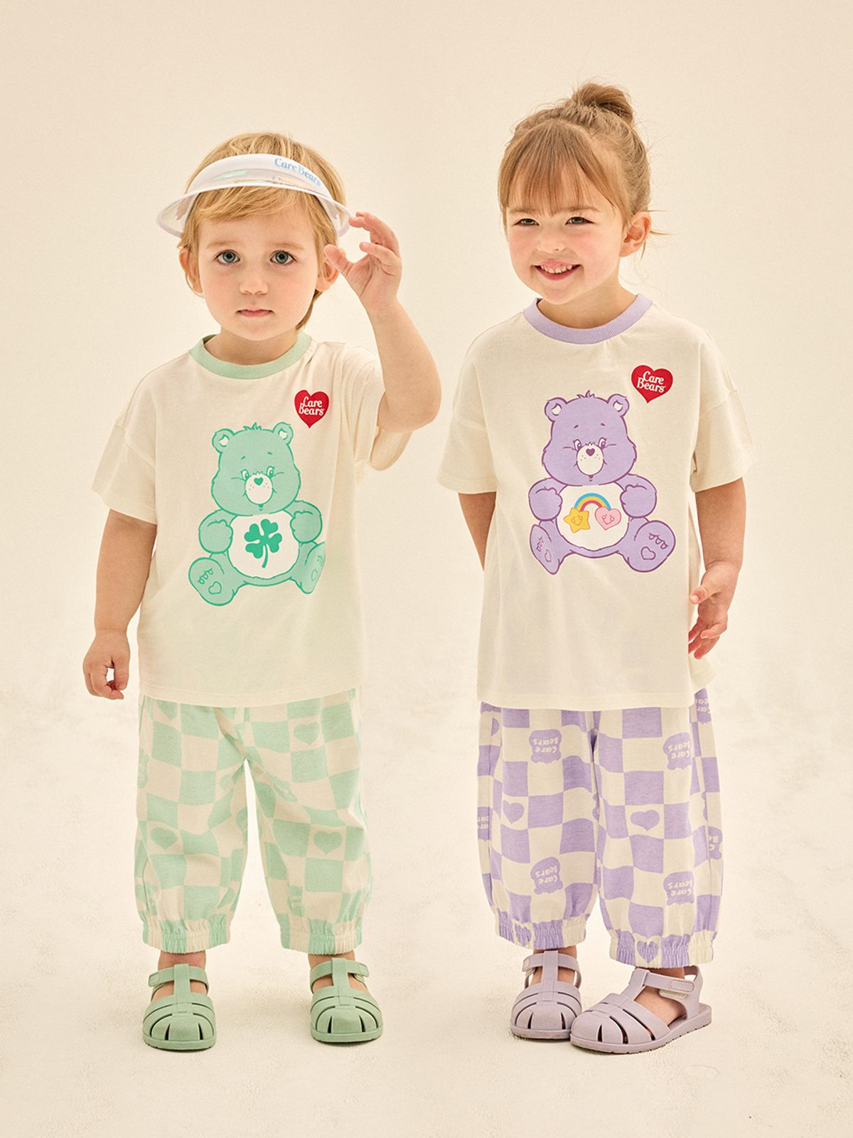 케어베어(CAREBEARS) 곰돌이체커보드 조거 상하복
