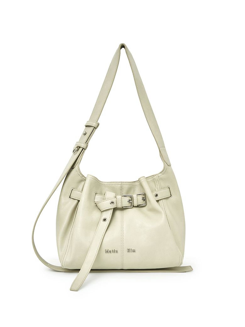 BELTED VOLUNN SMALL BUCKET BAG IN IVORY