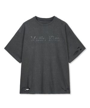 DISTRESSED LOGO TOP IN CHARCOAL