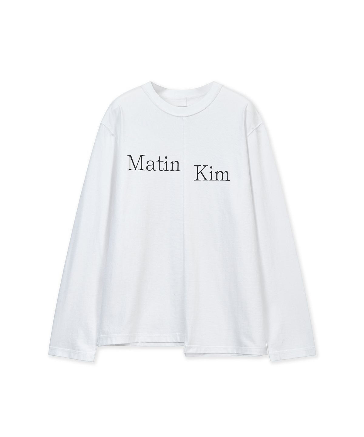 마뗑킴(MATIN KIM) ASYMMETRIC LOGO TOP IN WHITE