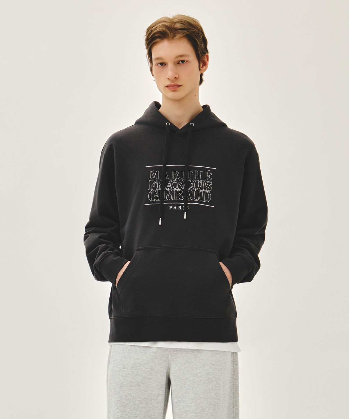 마리떼 프랑소와 저버(MARITHÉ + FRANҪOIS GIRBAUD) CLASSIC LOGO APPLIQUE MIX HOODIE charcoal