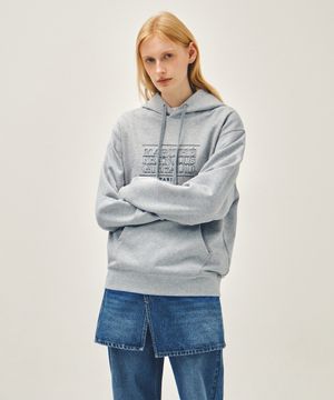 CLASSIC LOGO APPLIQUE MIX HOODIE heather gray