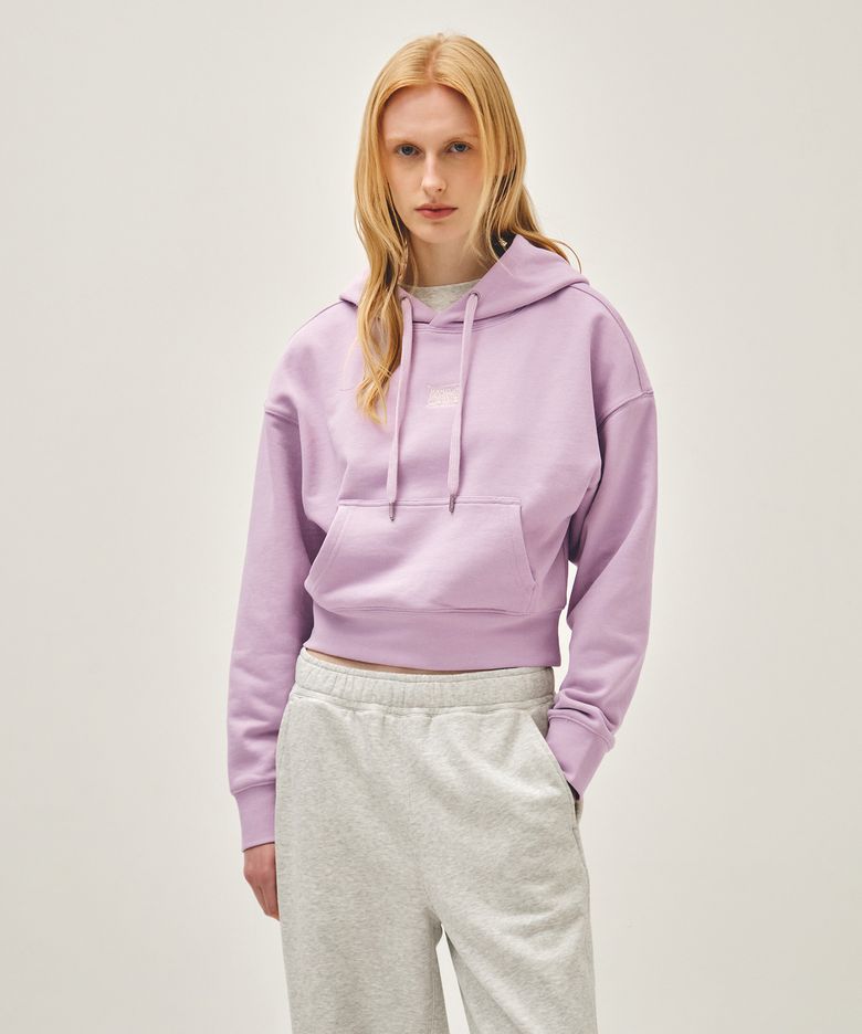 W DRAWING CLASSIC LOGO CROP HOODIE lavender
