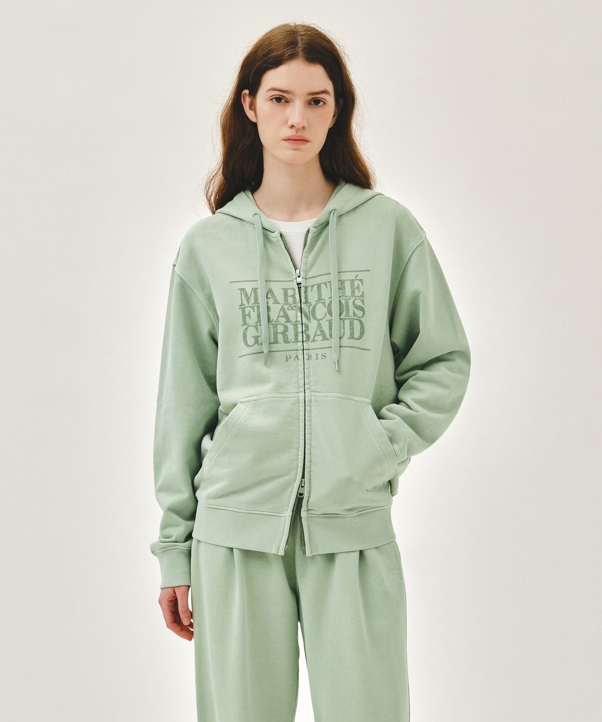 마리떼 프랑소와 저버(MARITHÉ + FRANҪOIS GIRBAUD) CLASSIC LOGO DYEING HOODIE ZIPUP mint