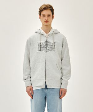 CLASSIC LOGO APPLIQUE HOODIE ZIPUP light heather gray