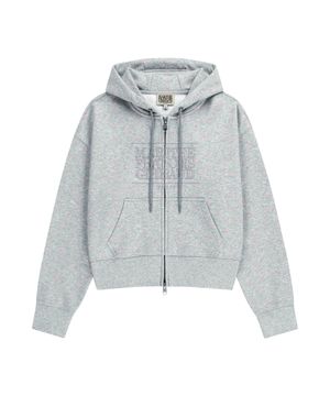 W CLASSIC LOGO CROP HOODIE ZIPUP heather gray