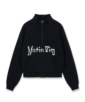 MATIN SPELL POINT KNIT ZIP UP IN BLACK