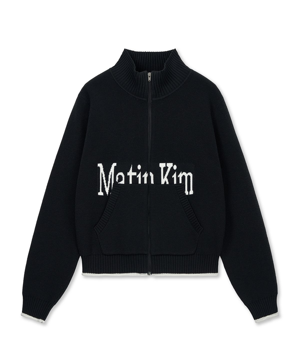 마뗑킴(MATIN KIM) MATIN SPELL POINT KNIT ZIP UP IN BLACK