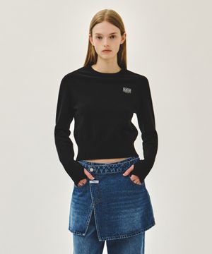W SMALL CLASSIC LOGO CROP KNIT PULLOVER black