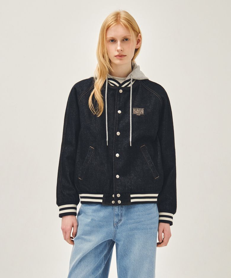 CLASSIC LOGO RAGLAN DENIM VARSITY JACKET indigo