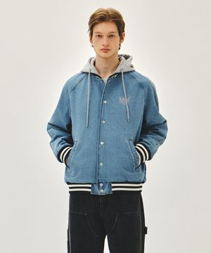 CLASSIC LOGO RAGLAN DENIM VARSITY JACKET light blue