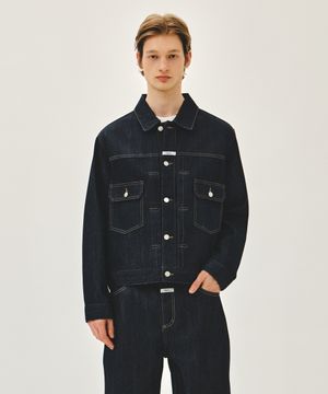 M SELVAGE DENIM TRUCKER JACKET indigo