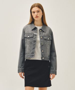 W DENIM TRUCKER JACKET gray