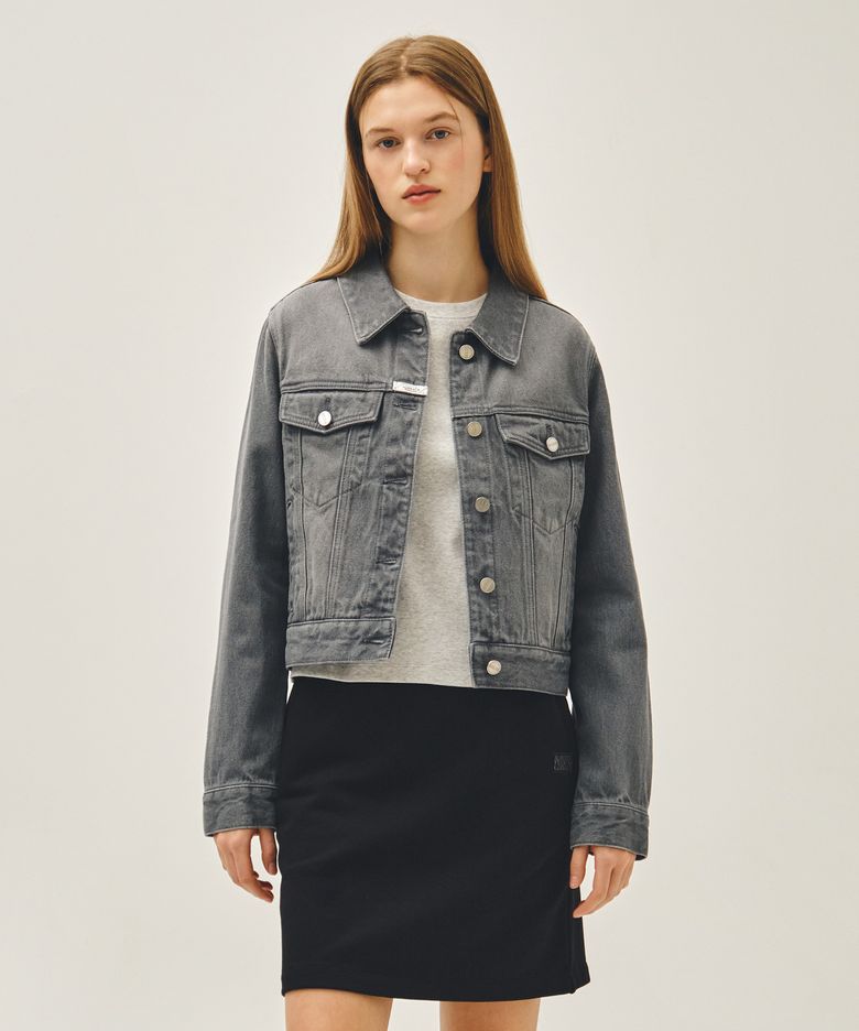 W DENIM TRUCKER JACKET gray