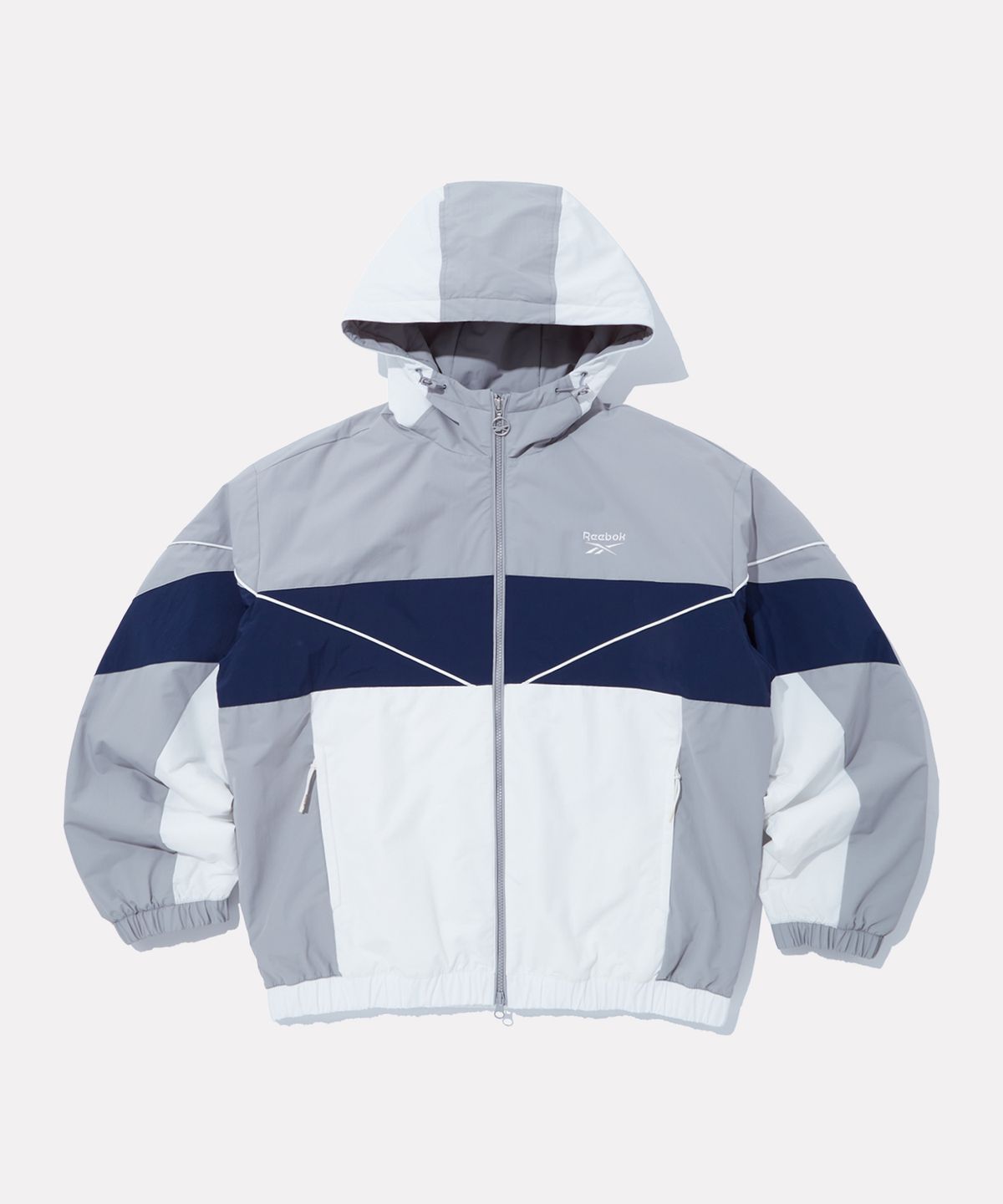 리복(REEBOK) 스포티 컬러블럭 패딩 자켓 - 라이트 그레이