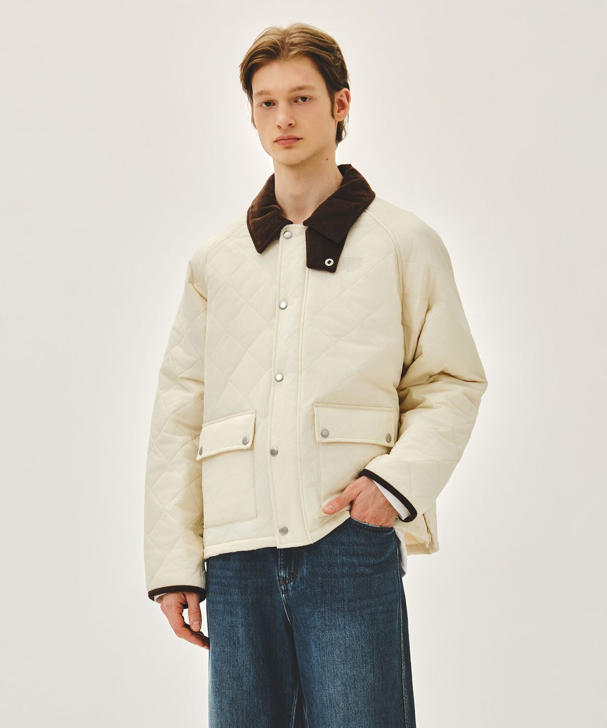 마리떼 프랑소와 저버(MARITHÉ + FRANҪOIS GIRBAUD) CORDUROY COLLAR QUILTED JACKET ivory
