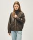 FAUX LEATHER HIGH NECK JACKET brown