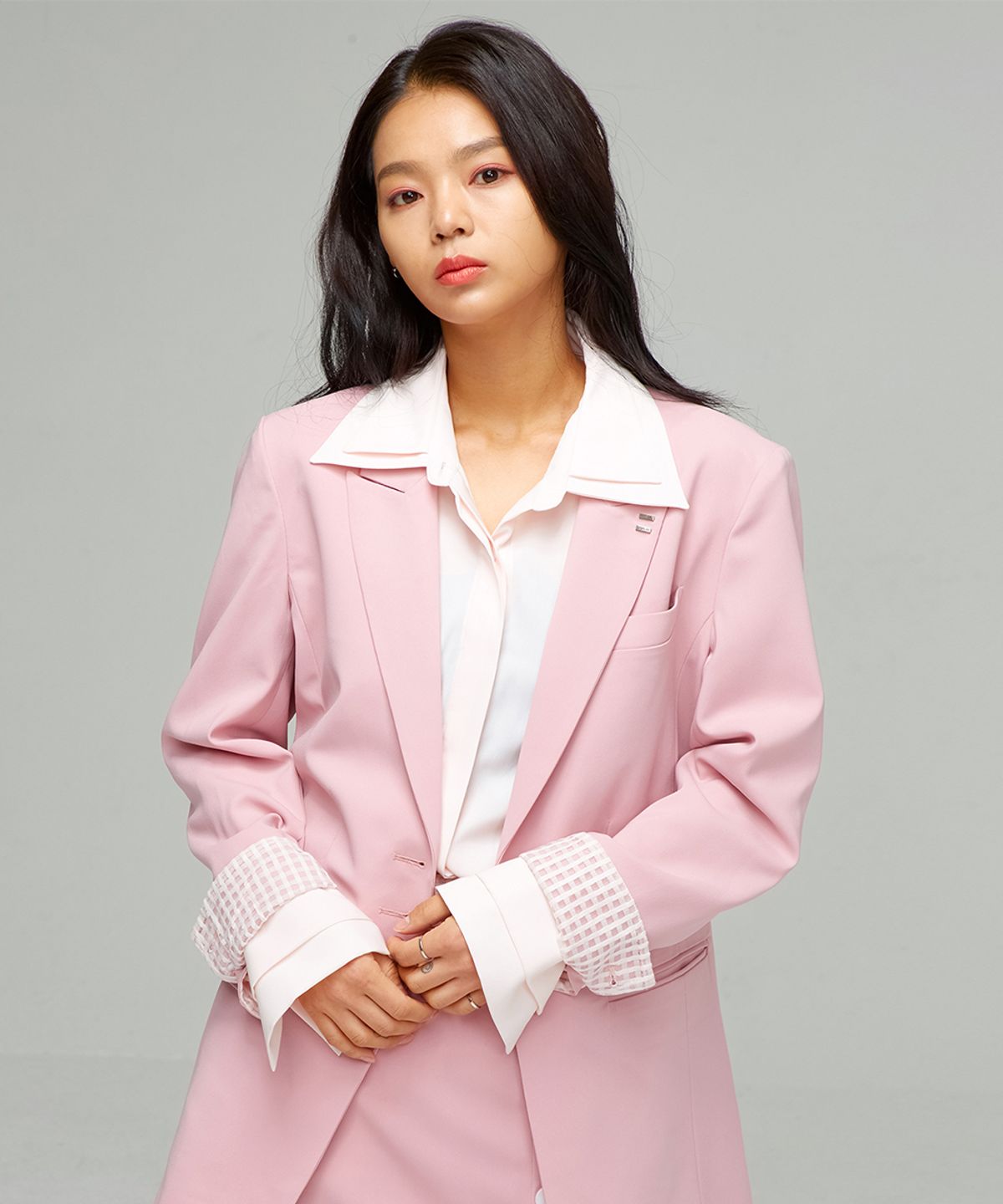 필레(PILLE) 더블 카라 블라우스 [ TOP_BLS01PKT ]