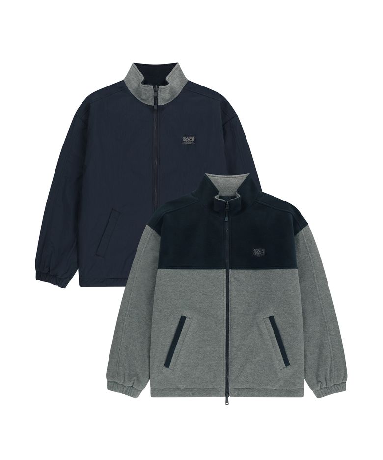 CLASSIC LOGO REVERSIBLE FLEECE JACKET gray