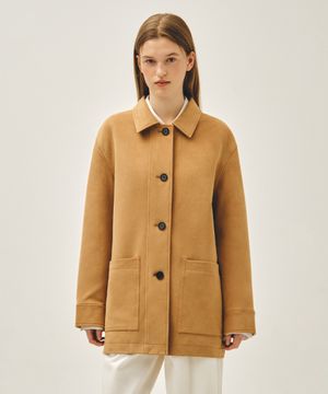 W FAUX SUEDE COLLAR JACKET camel