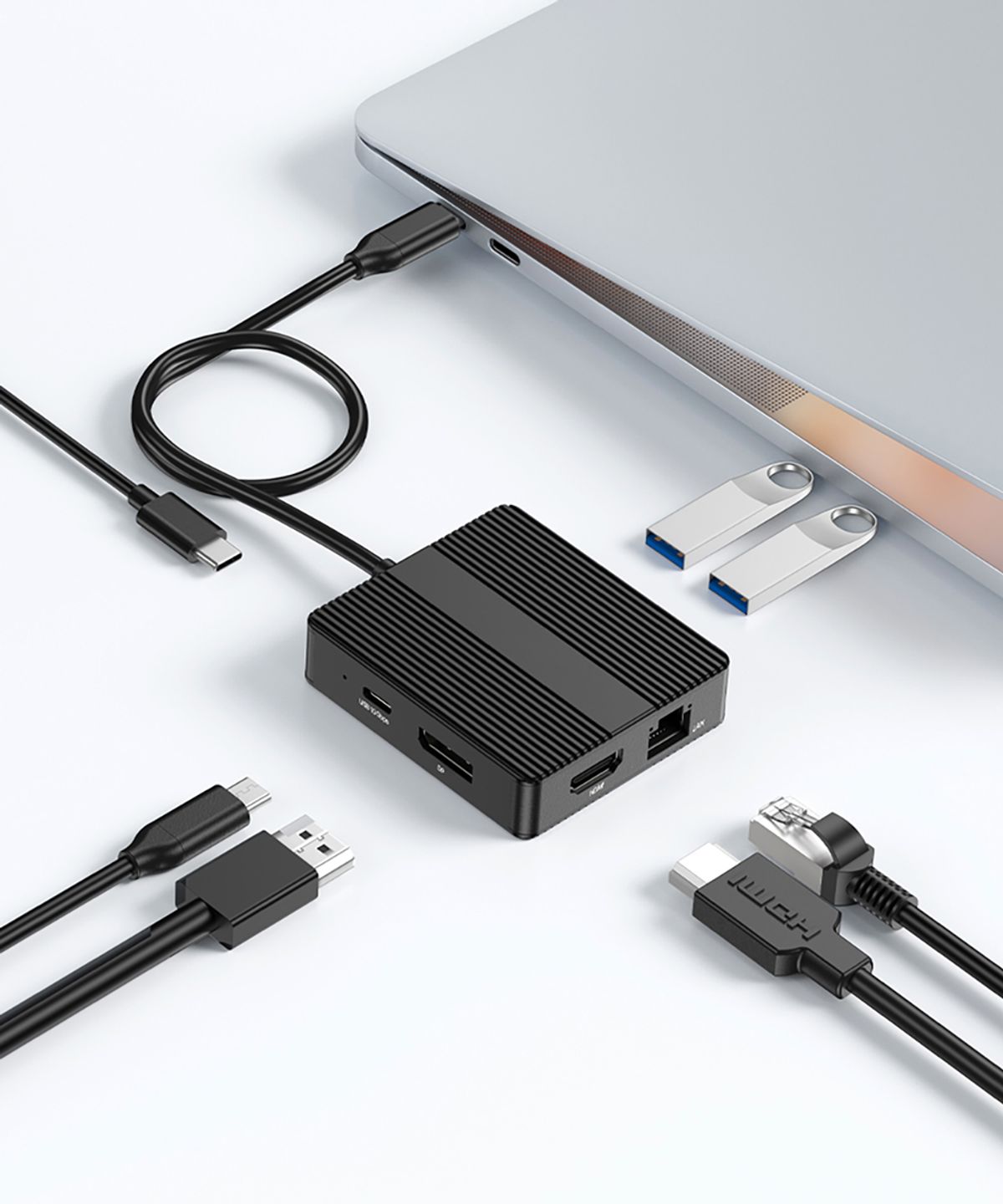아이노트(INOTE) 7in1 C타입 4K 60Hz 멀티 허브 USB 포트 랜포트