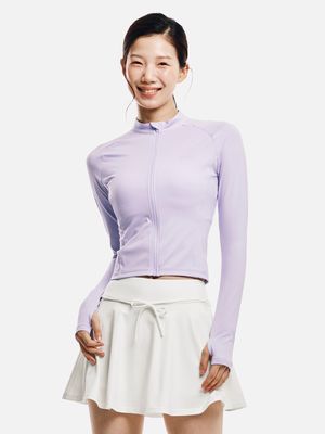 우먼 에센셜 크롭 집업 래쉬가드 라벤더 (B6SWWCZ001LAV)