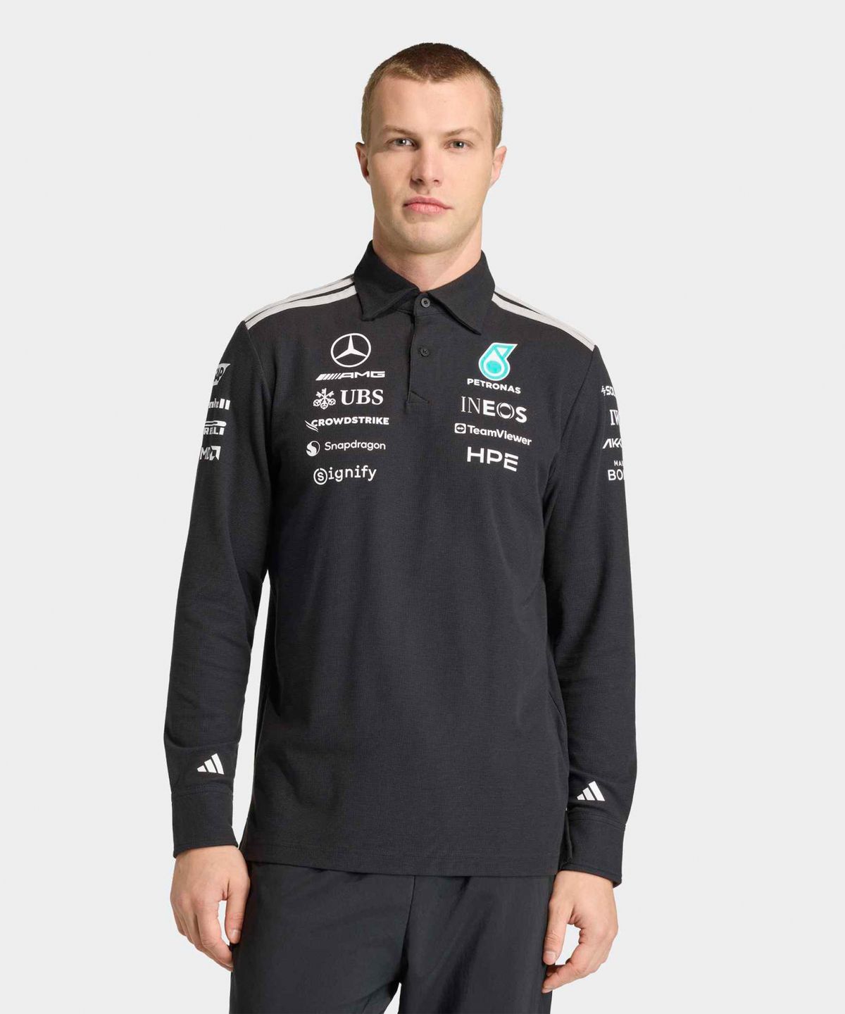 아디다스(ADIDAS) 메르세데스 AMG F1 팀 엔지니어 롱슬리브 폴로 - 블랙 / KE5514