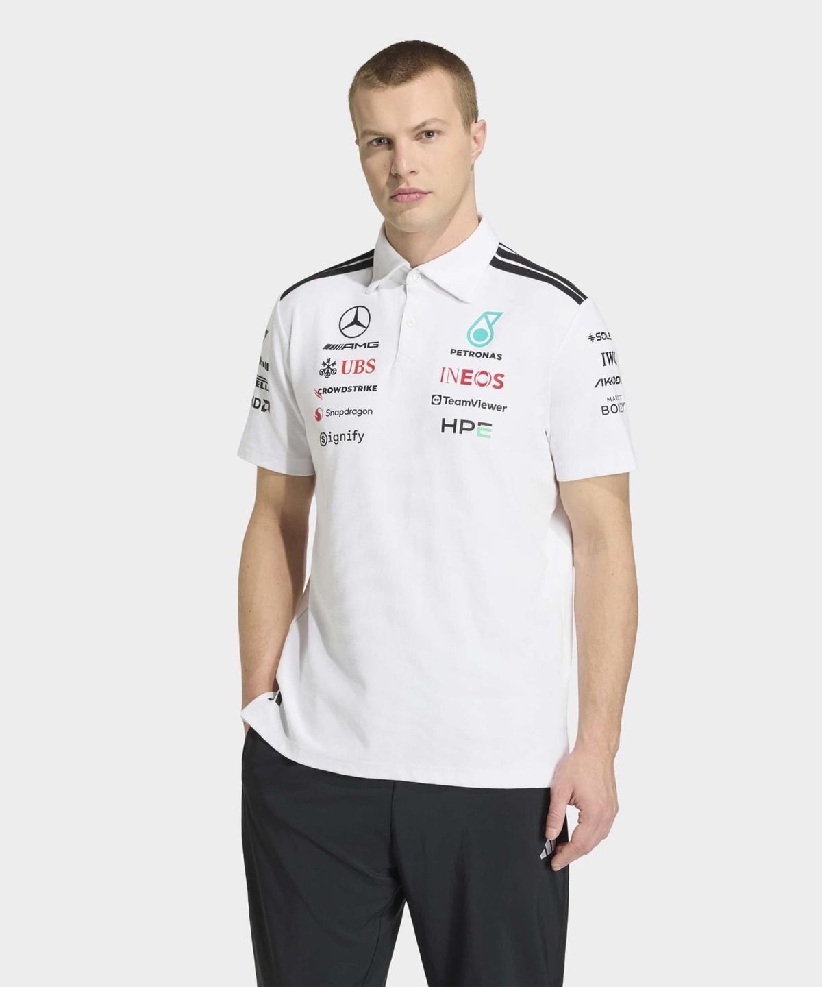 아디다스(ADIDAS) 메르세데스 AMG F1 팀 엔지니어 폴로 셔츠 - 화이트 / KE5524