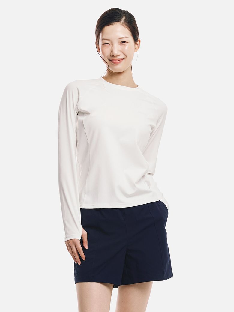 우먼 에센셜 릴렉스핏 래쉬가드 오프화이트 (B6SWWRG001OWT)