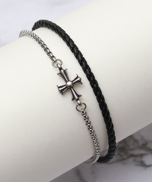 크로스레이어 BM317385 세트  소가죽 체인 팔찌