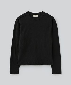 컷오프 크롭 롱 슬리브 (블랙)