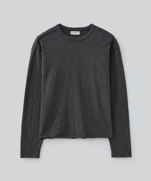 컷오프 크롭 롱 슬리브 (차콜)