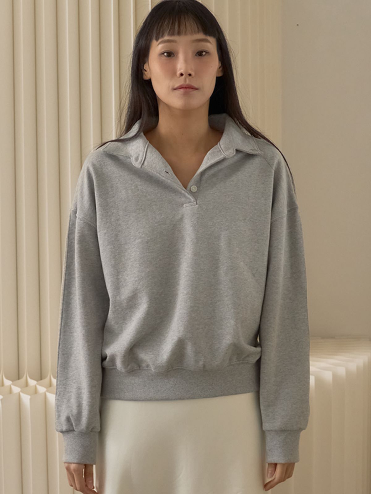 쏘리, 투 머치 러브(SORRY, TOO MUCH LOVE) Gentle Morning Collar Sweatshirt_Gray