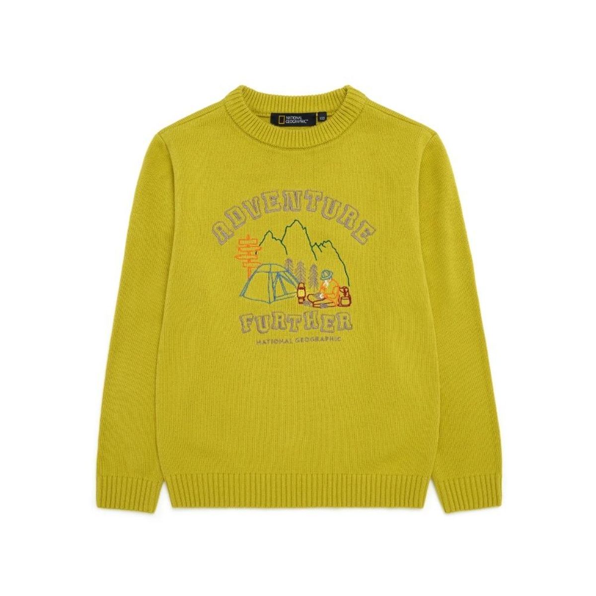 내셔널지오그래픽 키즈(NATIONAL GEOGRAPHIC KIDS) K224UKT010 자수 아트웍 니트 풀오버 OLIVE