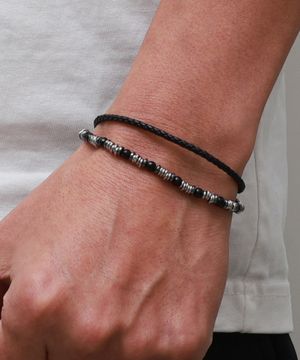 온무드 BM317342 세트  레이어드 오닉스 소가죽 팔찌