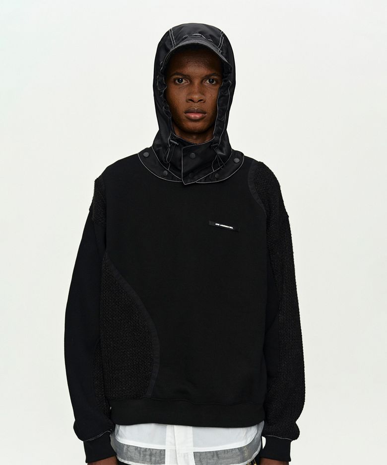 DETACHABLE BALACLAVA SWEATSHIRT atb1424m(BLACK)