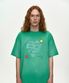 (ESSENTIAL) UNISEX SPRAY WASHED HEART MESSAGE T-SHIRT atb1432u(GREEN)